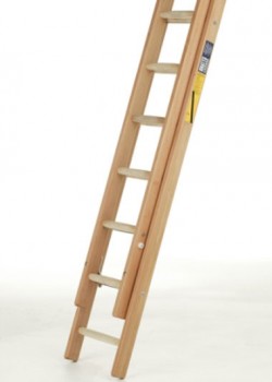 Industrial Timber Ladder with Hardwood Rungs-Two Section Push Up to BS1129 Class 1:1990